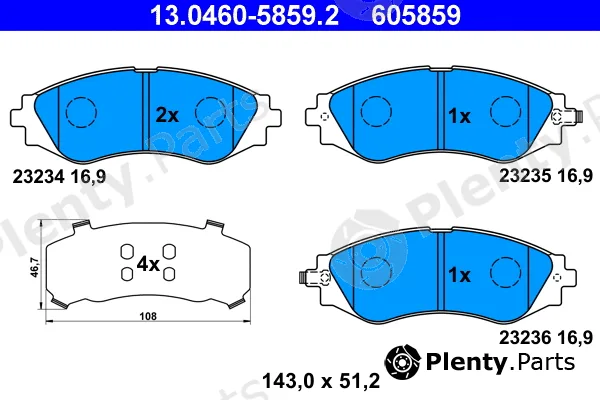 ATE 13.0460-5859.2 — Brake Pad Set, disc brake