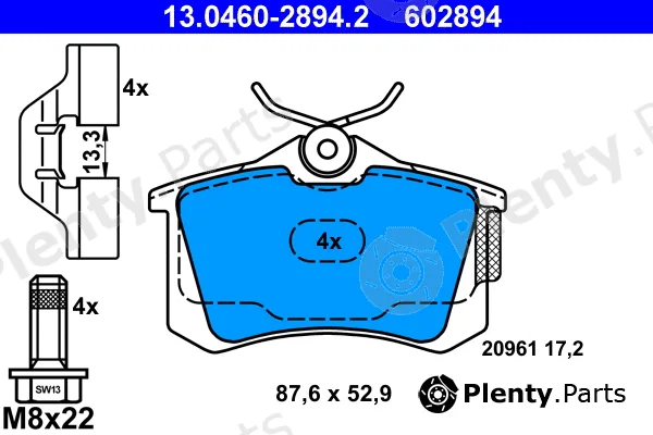 ATE 13.0460-2894.2 — Brake Pad Set, disc brake