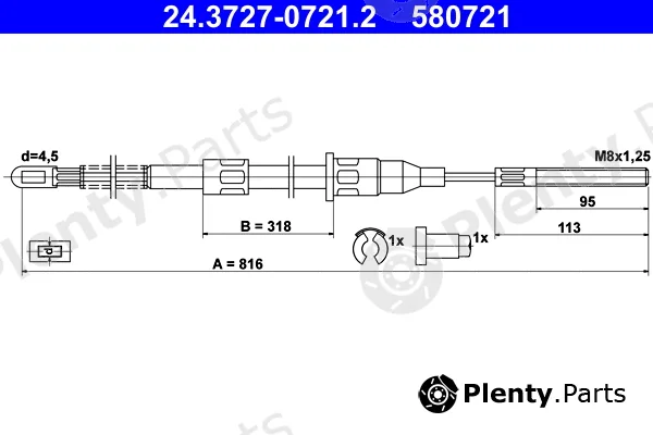ATE 24.3727-0721.2 — Cable Pull, parking brake