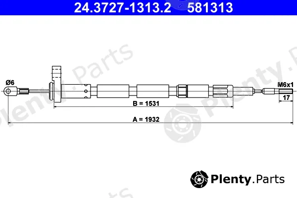 ATE 24.3727-1313.2 — Cable Pull, parking brake