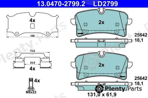 ATE 13.0470-2799.2 — Brake Pad Set, disc brake ATE Ceramic