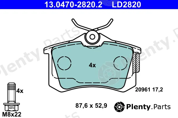 ATE 13.0470-2820.2 — Brake Pad Set, disc brake ATE Ceramic