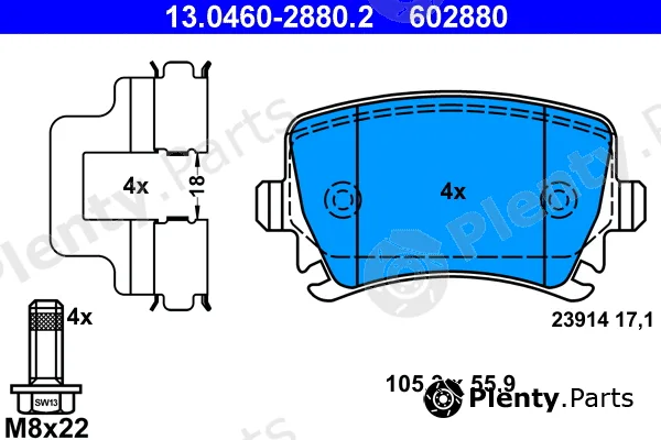 ATE 13.0460-2880.2 — Brake Pad Set, disc brake