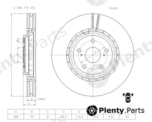 Bosch 0986T15332 — Brake Disc