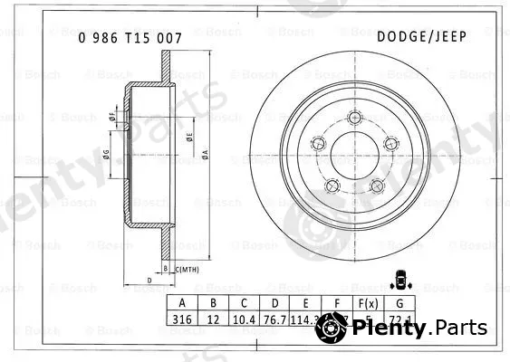 Bosch 0986T15007 — Brake Disc
