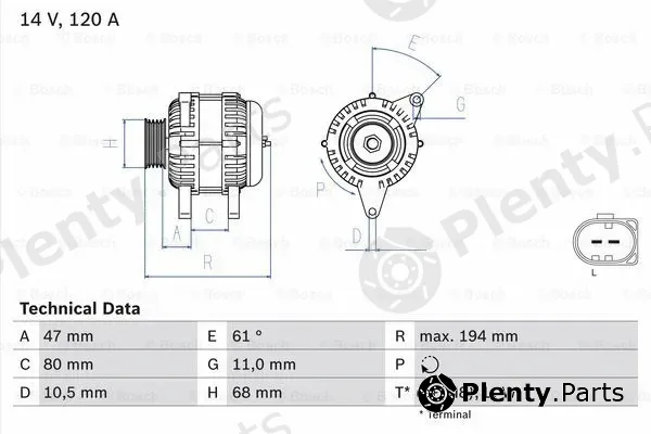 Bosch 0986044890 — Alternator