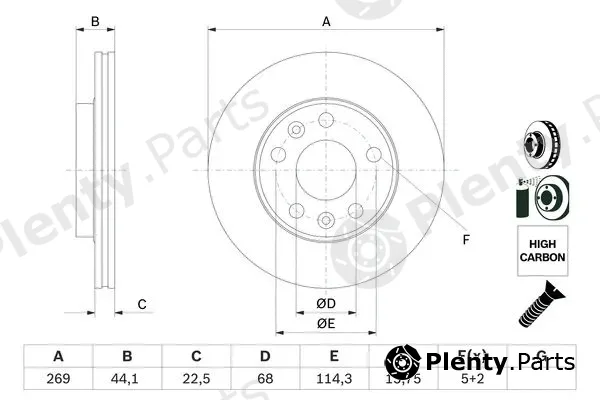 Bosch 0986479F65 — Brake Disc