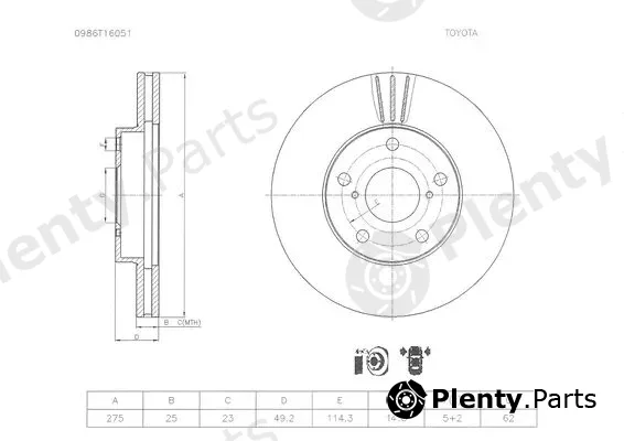 Bosch 0986T16051 — Brake Disc