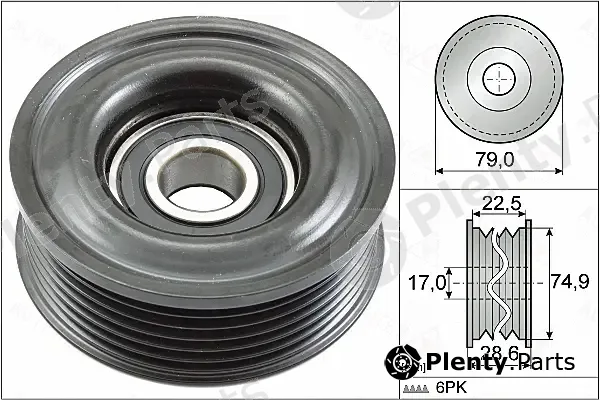 Autex 655036 — Deflection/Guide Pulley, V-ribbed belt