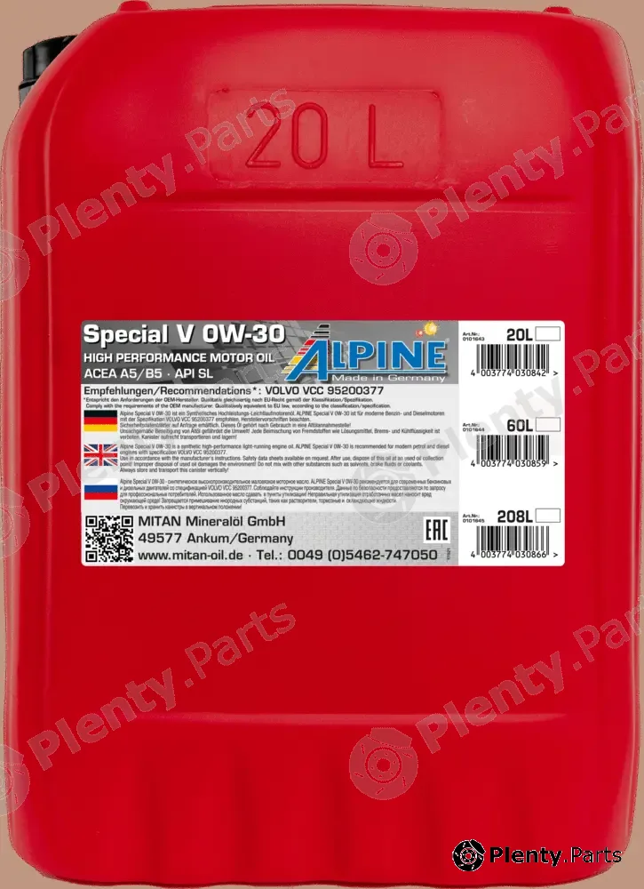 Mitan 0101643 — Engine Oil Special V 0W-30