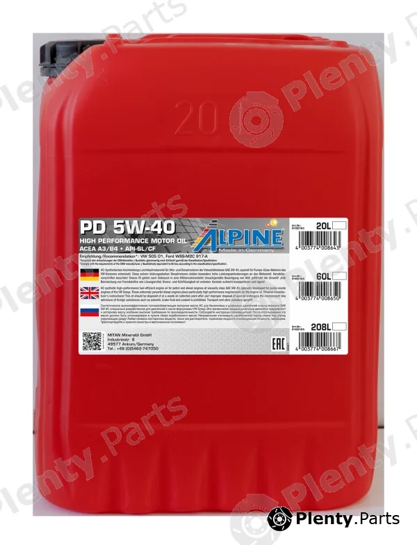 Mitan 0100163 — Engine Oil PD 5W-40