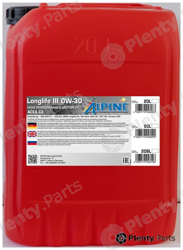 Mitan 0121753 — Engine Oil Longlife III 0W-30