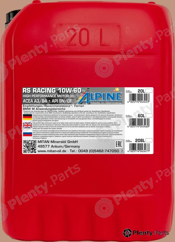 Mitan 0100263 — Engine Oil RS Racing 10W-60
