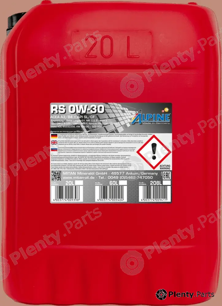 Mitan 0100243 — Engine Oil RS 0W-30