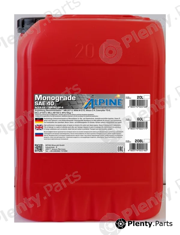 Mitan 0100523 — Engine Oil Monograde 40