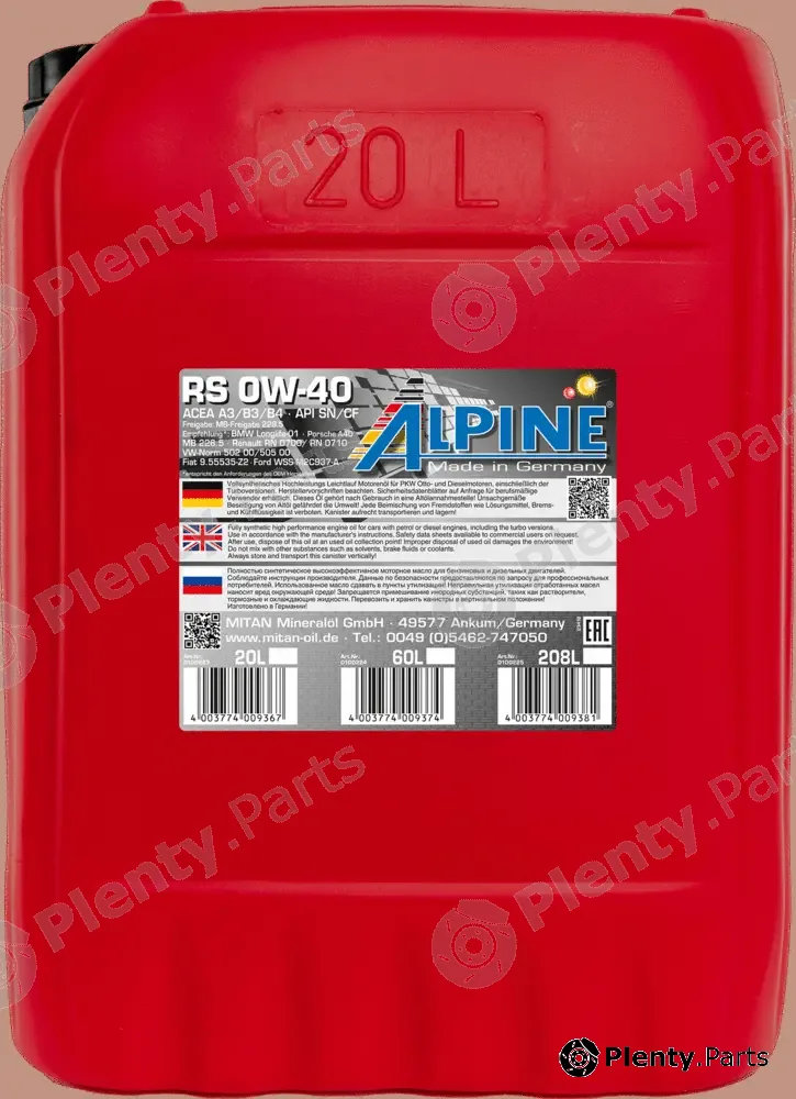 Mitan 0100223 — Engine Oil RS 0W-40