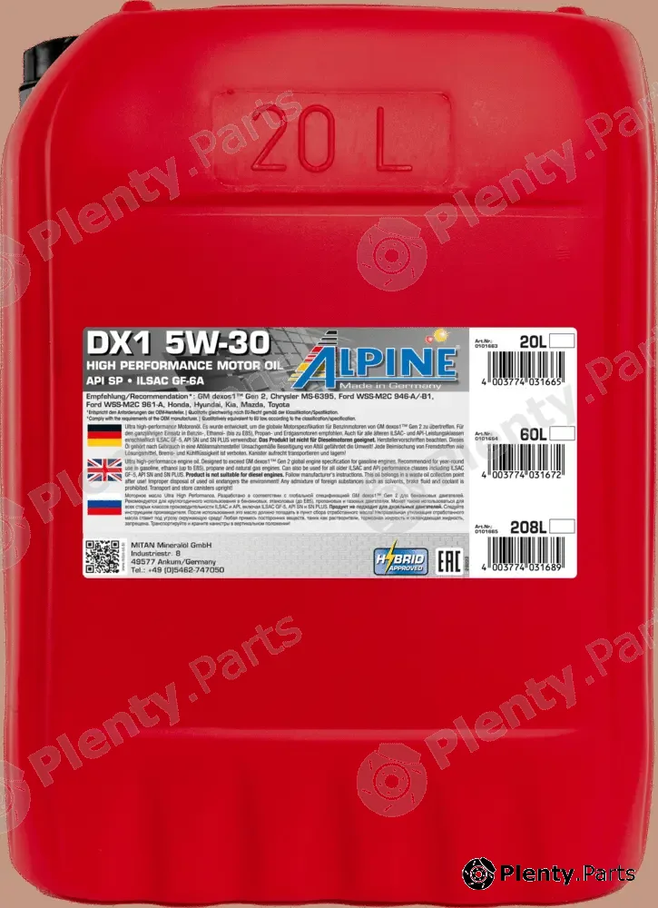 Mitan 0101663 — Engine Oil DX1 5W-30