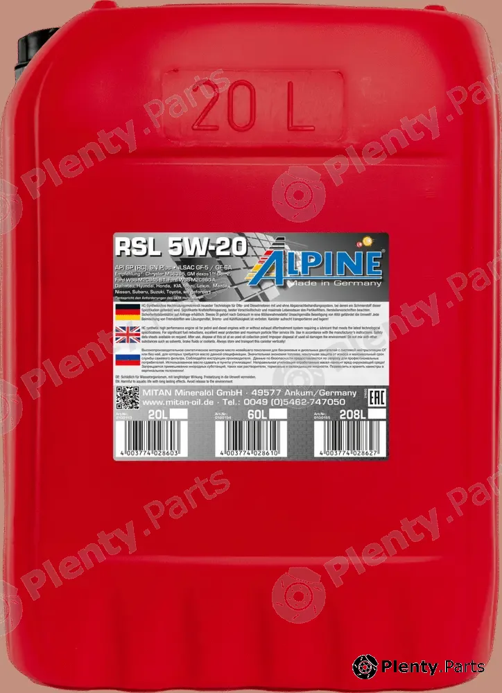 Mitan 0100153 — Engine Oil RSL 5W-20