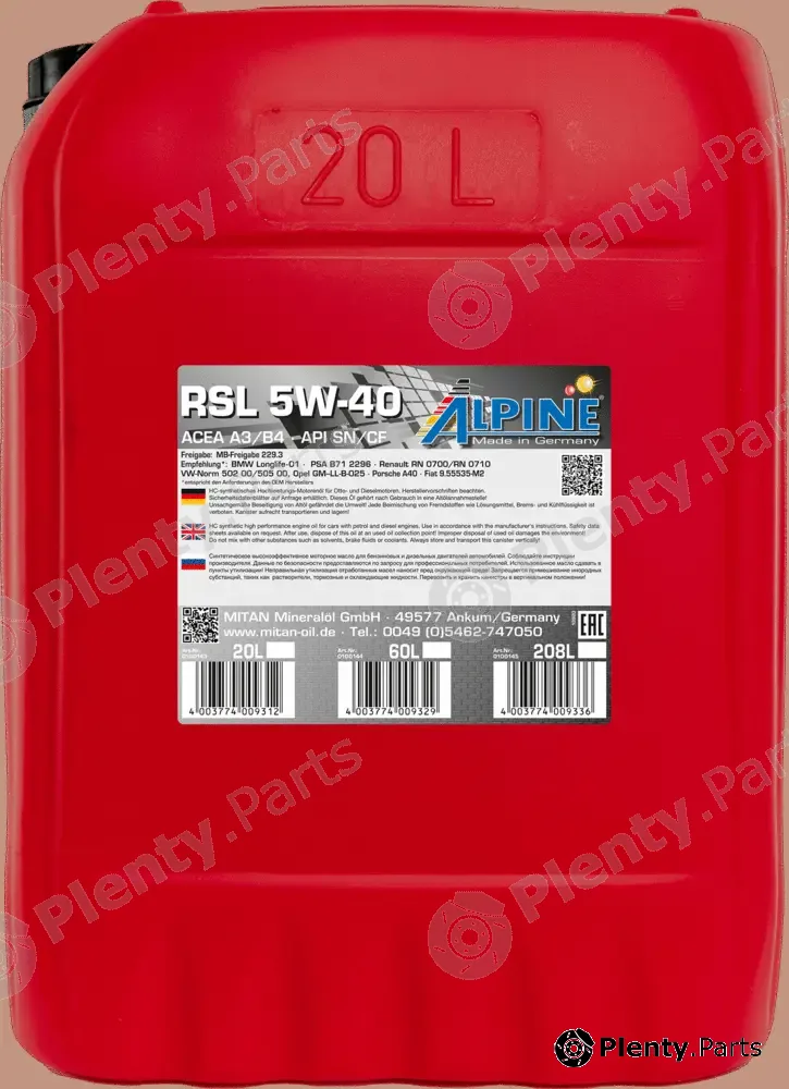 Mitan 0100143 — Engine Oil RSL 5W-40