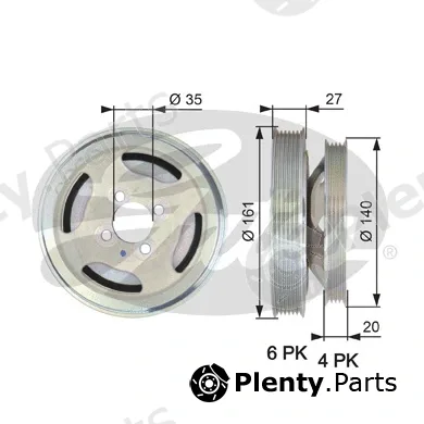 Gates TVD1075 — Belt Pulley, crankshaft DriveAlign®