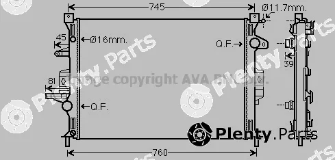 Prasco VO2187 — Radiator, engine cooling