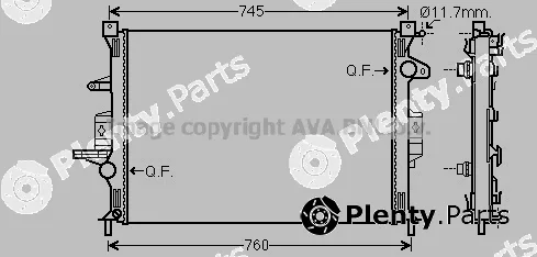 Prasco VO2193 — Radiator, engine cooling