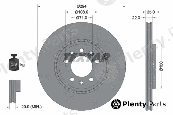 Textar 92287103 — Brake Disc PRO