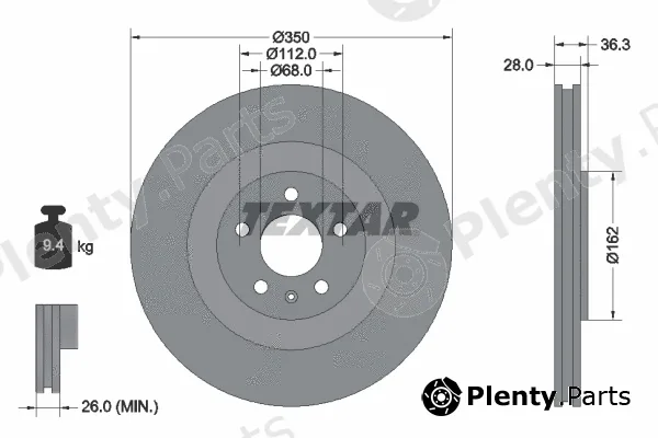 Textar 92290405 — Brake Disc PRO+