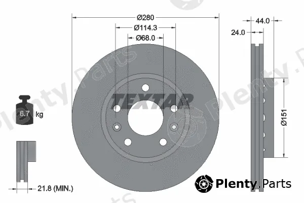 Textar 92195505 — Brake Disc PRO+