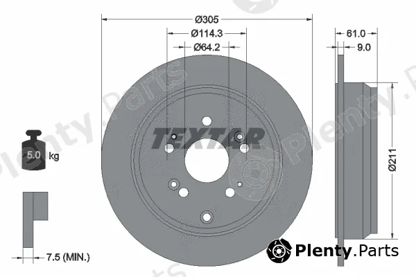 Textar 92162503 — Brake Disc PRO