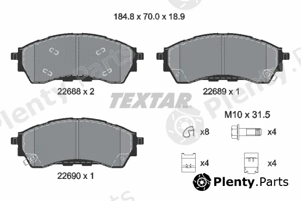 Textar 2268801 — Brake Pad Set, disc brake Q+