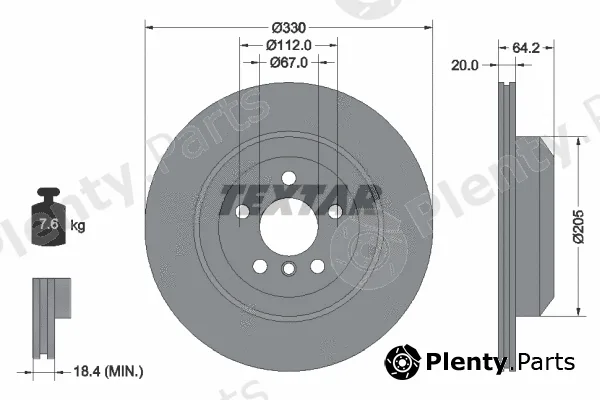 Textar 92317905 — Brake Disc PRO+