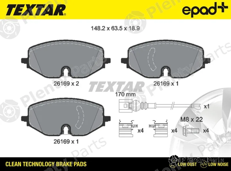 Textar 2616901CP — Brake Pad Set, disc brake epad+