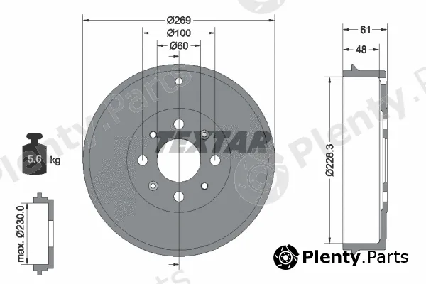 Textar 94027200 — Brake Drum