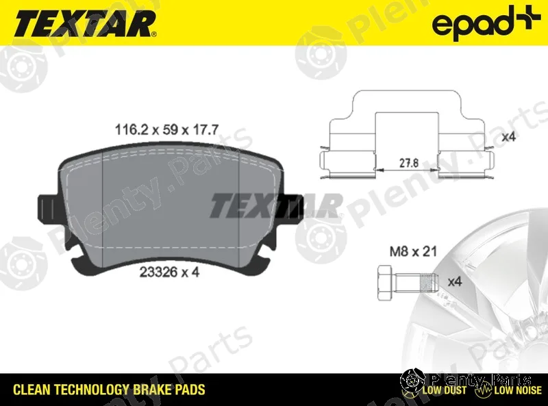 Textar 2332601CP — Brake Pad Set, disc brake epad+