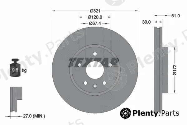 Textar 92187005 — Brake Disc PRO+