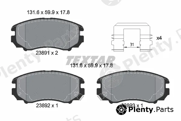 Textar 2389105 — Brake Pad Set, disc brake Q+