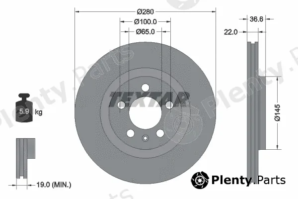 Textar 92082305 — Brake Disc PRO+