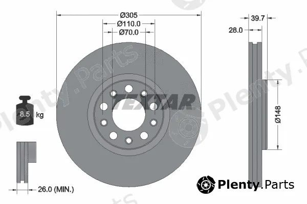 Textar 92293903 — Brake Disc PRO