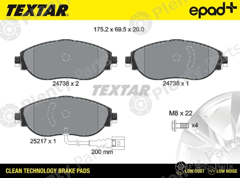 Textar 2473803CP — Brake Pad Set, disc brake epad+