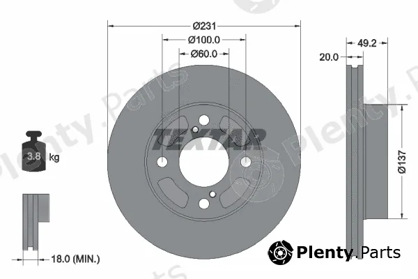 Textar 92314003 — Brake Disc PRO