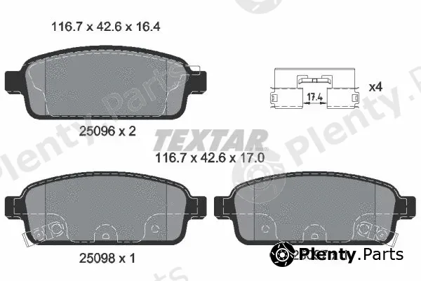 Textar 2509602 — Brake Pad Set, disc brake Q+