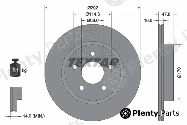 Textar 92278103 — Brake Disc PRO