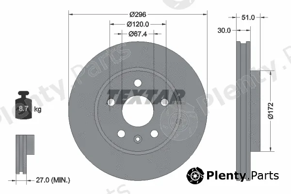 Textar 92186905 — Brake Disc PRO+