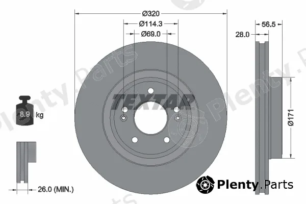 Textar 92323605 — Brake Disc PRO+