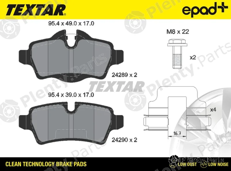 Textar 2428901CP — Brake Pad Set, disc brake epad+