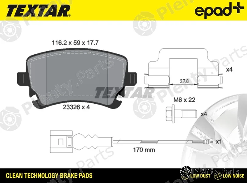 Textar 2332602CP — Brake Pad Set, disc brake epad+