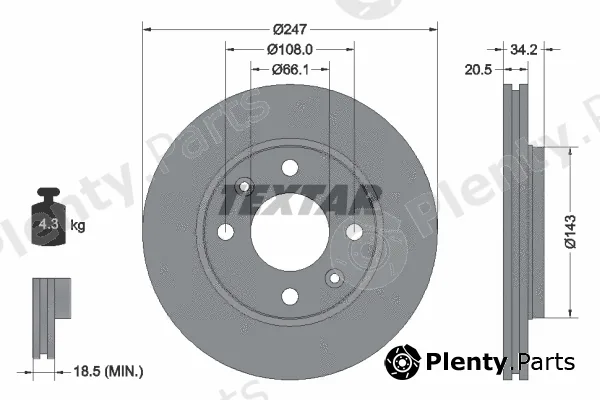 Textar 92043103 — Brake Disc PRO