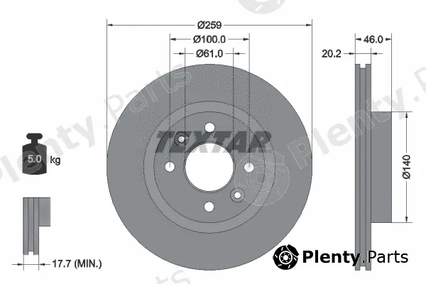 Textar 92036400 — Brake Disc