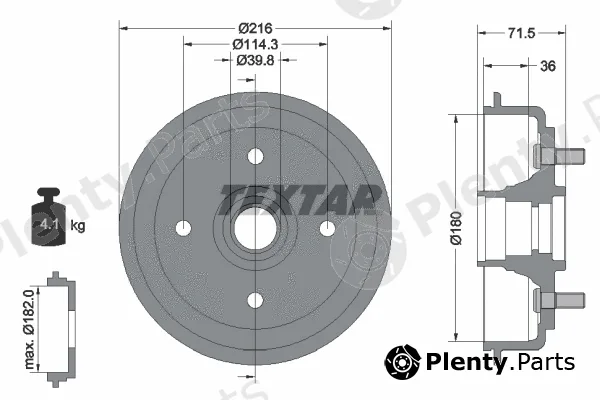 Textar 94030200 — Brake Drum